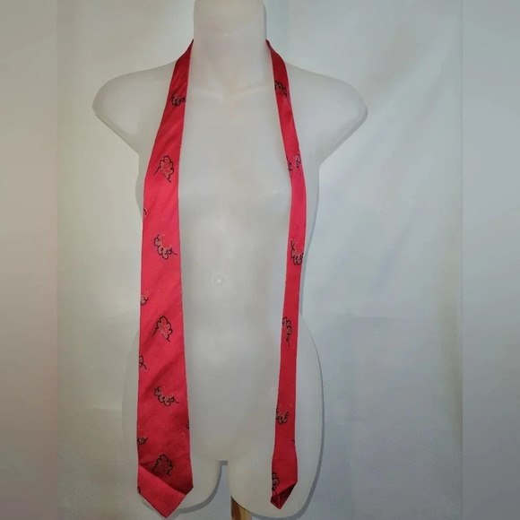 Vintage Oscar de la Renta Tie 100% silk Red - Picture 3 of 8